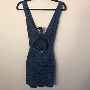 Free People Denim Front Tie Romper